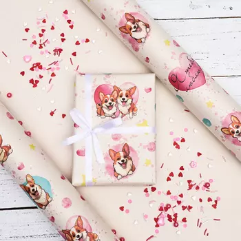 Бумага упаковочная, крафт «Я тебя люблю», 70100 см, 1 лист