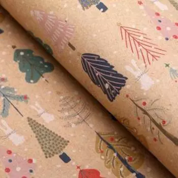 Бумага упаковочная крафт "Зимние деревья", 0,5 х 0,7 м