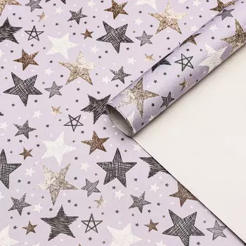 Бумага упаковочная, крафт «Звезды», 70100 см, 1 лист