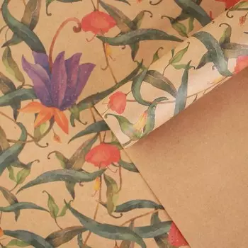 Бумага упаковочная крафтовая «Цветочный сад», 50 × 70 см