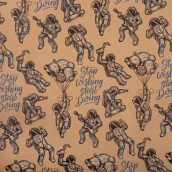 Бумага упаковочная крафтовая «Космонавты», 50х70 см