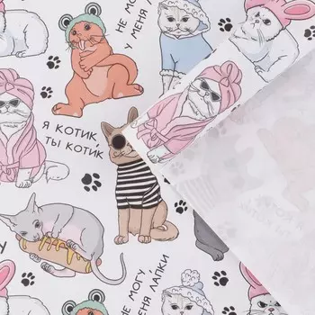 Бумага упаковочная крафтовая «Котики», 50 × 70 см