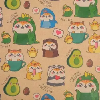 Бумага упаковочная крафтовая «Милые персонажи», 50 × 70 см