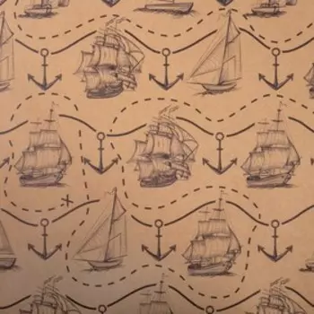 Бумага упаковочная крафтовая "Морская" 50х70 см