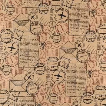 Бумага упаковочная крафтовая «Почтовые штампы», 50 х 70 см