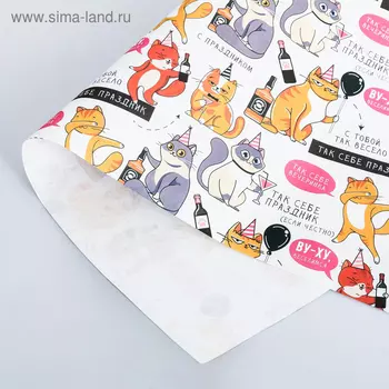 Бумага упаковочная крафтовая «Веселимся», 50 х 70 см