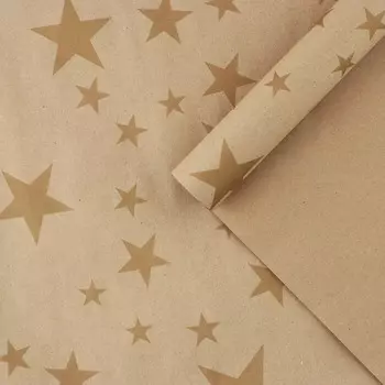 Бумага упаковочная крафтовая «Звёзды», 1 лист, 70 х 100 см