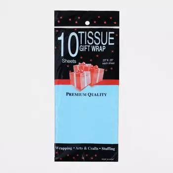 Бумага упаковочная тишью, голубой, 50 см х 66 см