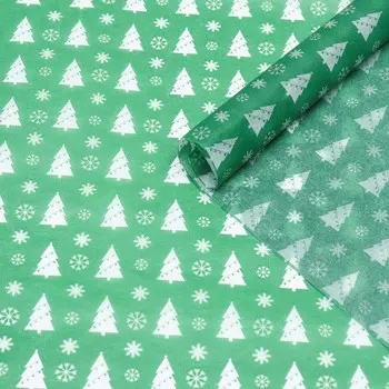 Бумага упаковочная новогодняя тишью «Лес»,5066 см