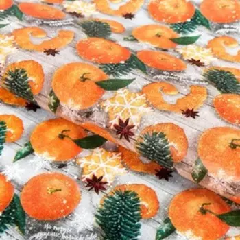 Упаковочная бумага на Новый год тишью «Мандарины», 50 х 66 см