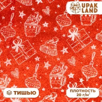 Бумага упаковочная тишью, новогодняя упаковка «Подарки», 5066 см