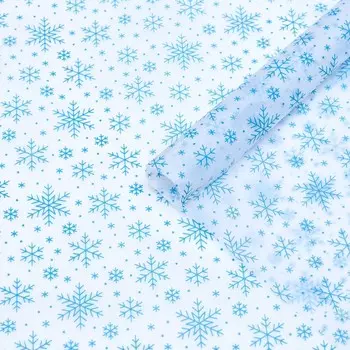 Бумага упаковочная тишью "Снежинки на белом",50 х 66 см