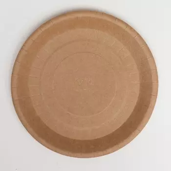 Бумажная тарелка, крафт, 18 х 18 см