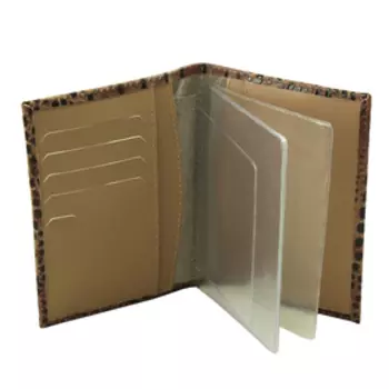 Обложка для автодокументов, отдел для визиток, цвет коричневый