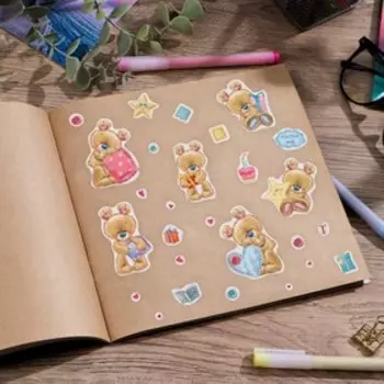 Наклейки детские бумажные «Мишутки», 11 х 16 см