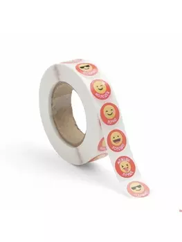 Бумажные наклейки в рулоне «Смайлы», диаметр 1.5 см, набор 1000 шт.
