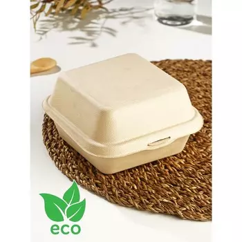 Ланч - бокс для бенто - торта и бургера Доляна, 450 мл, 158 см, неразъёмная крышка, сахарный тростник