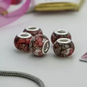 Бусина "Акварель", цвет серо-розовый