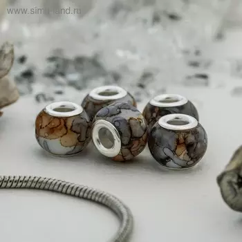 Бусина "Акварель", цвет серый