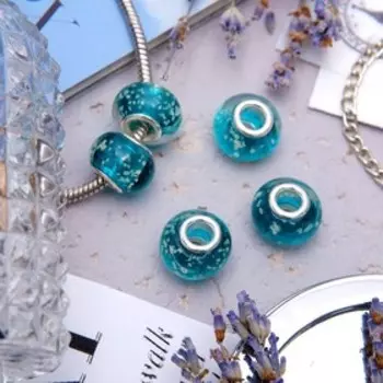 Бусина "Блёстка", цвет морской волны