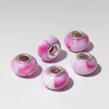 Бусина «Блюр», цвет бело-малиновый