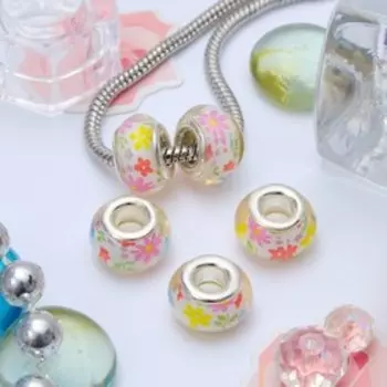 Бусина «Цветочная», цветная в серебре