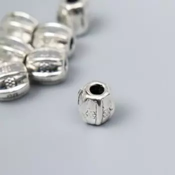 Бусина для творчества металл "Бочка с цветочками" серебро G426B1277 1,2х1,2 см