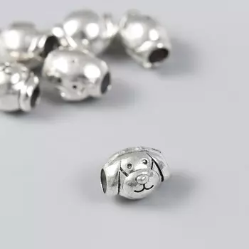 Бусина для творчества металл «Пёсик», серебро, 11.4 см