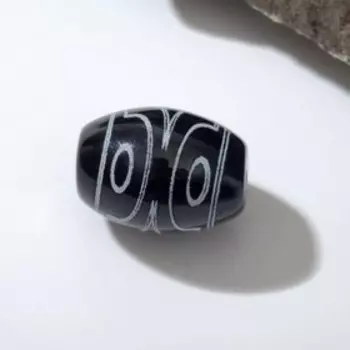 Бусина Дзи "Агат чёрный" 3 глаза, 12х9 мм