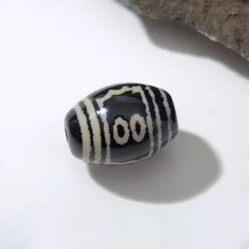 Бусина Дзи "Агат чёрный" 5 глаз, 12х9 мм