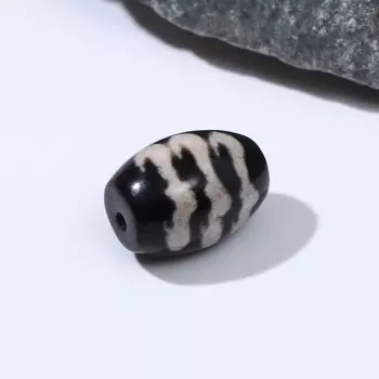 Бусина Дзи "Агат чёрный" сау, 12х9 мм