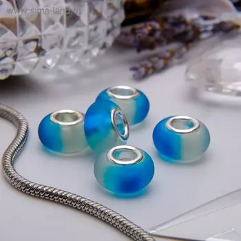 Бусина «Градиент», цвет бело-голубой в серебре