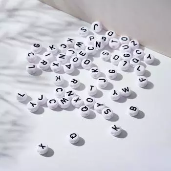 Бусины для творчества из акрила «Буквы», МИКС, 63 мм, набор 10 г, цвет чёрно-белый