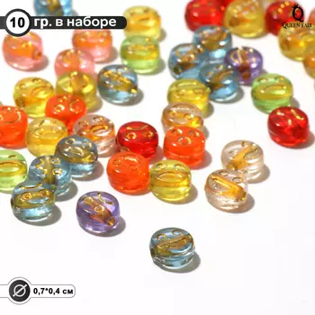 Бусина из акрила «Смайлы» МИКС, 74 мм, цвет МИКС