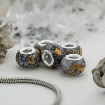 Бусина "Кляксы", цвет серо-золотой