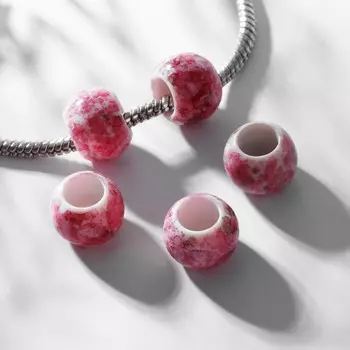 Бусина «Краски», 1,10,8, цвет бело-розовый