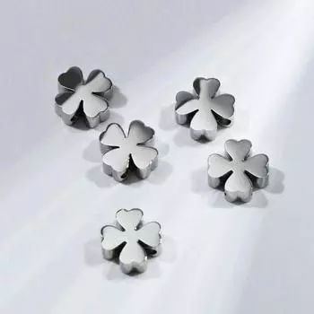 Бусина металлическая «Клевер», цвет серебро