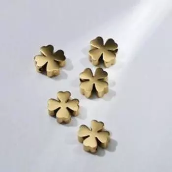 Бусина металлическая "Клевер", цвет золото