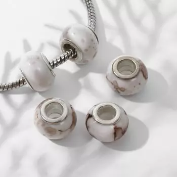 Бусина «Мрамор» 127 мм, цвет белый