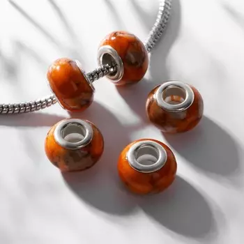 Бусина «Мрамор» 127 мм, цвет оранжевый