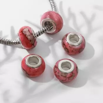 Бусина «Мрамор» 127 мм, цвет розовый