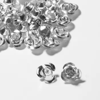 Бусины для творчества «Розочка», 12 мм, набор 30 шт, цвет серебро