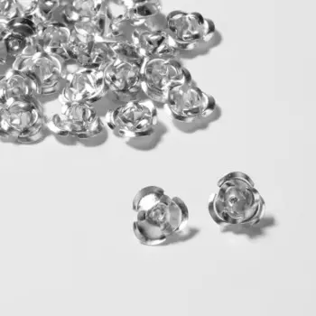 Бусины для творчества «Розочка», 8 мм, набор 30 шт, цвет серебро