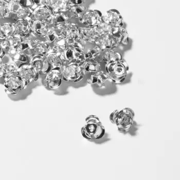 Бусины для творчества «Розочка», 6 мм, набор 50 шт, цвет серебро