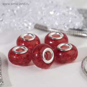 Бусина «Сахарный кварц», цвет красный в серебре