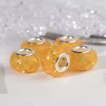 Бусина «Сахарный кварц», цвет жёлтый в серебре