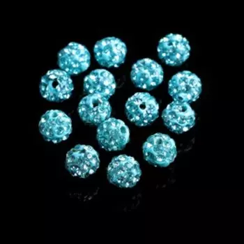 Бусина "Шамбала" 6мм (набор 15шт), цвет голубой