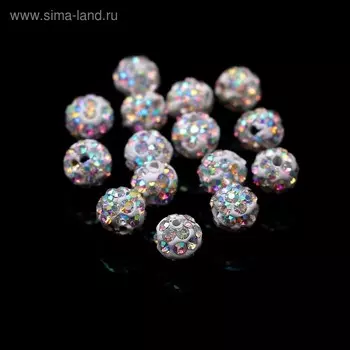 Бусина «Шамбала» 6мм (набор 15шт), цвет радужный