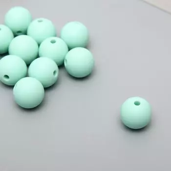 Бусина силикон «Круглая», нежная мята, d=1.2 см