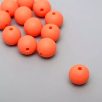 Бусина силикон «Круглая», оранжевая зефирная, d=1.2 см